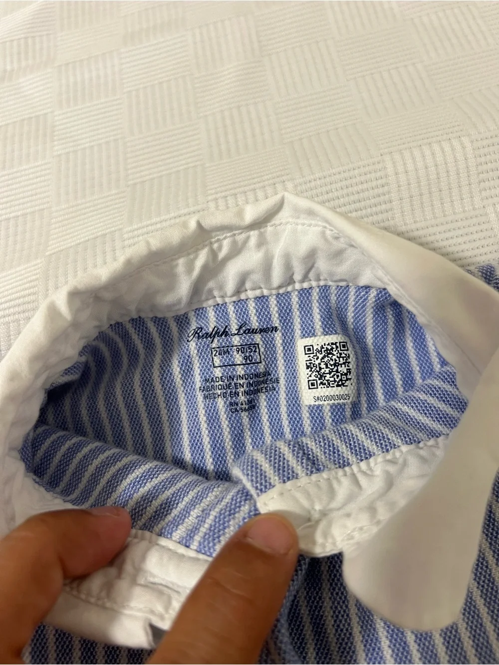 Ralph Lauren Blue & White Striped Sleeveless Dress with Peter Pan Collar